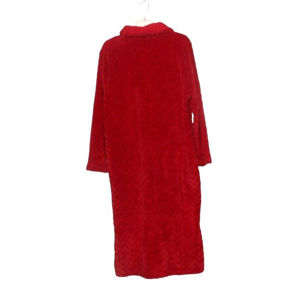 Karen Neuburger Robe Plush Fleece Red Chevron Full Zip Size L NWT - Picture 4 of 5